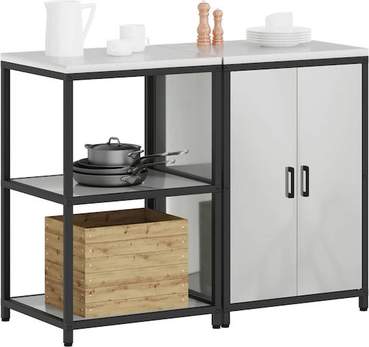 Vidaxl Set Depozitare Bucătărie Raft 2 Buc Argintiu 120 X 50 X 92 Cm