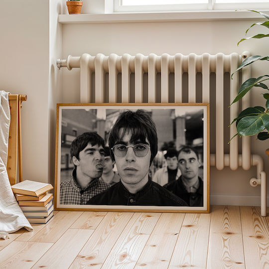 Music Poster Oasis Ms150 21cm X 30cm Μαύρο Ξύλινο Κάδρο