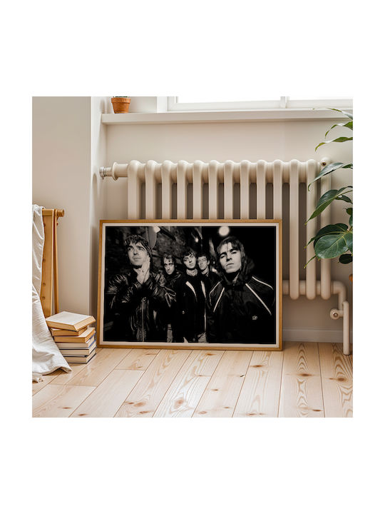 Music Poster Oasis Ms151 30cm X 40cm Μαύρο Ξύλινο Κάδρο