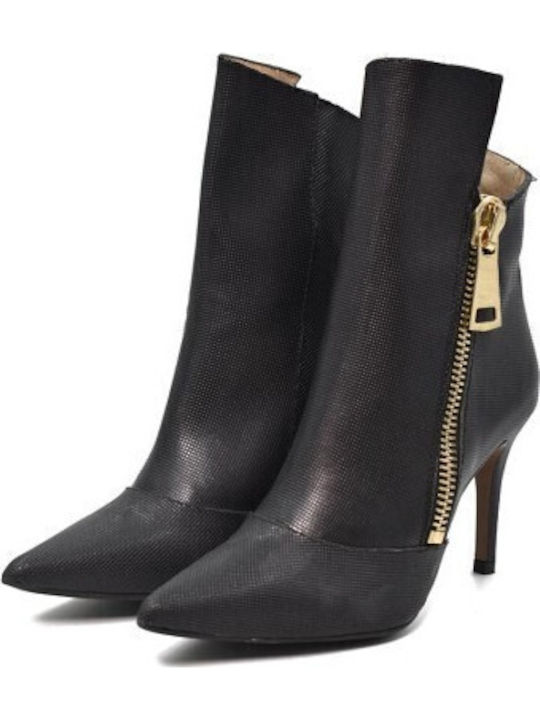 Leder Stiefeletten Damen Schwarz
