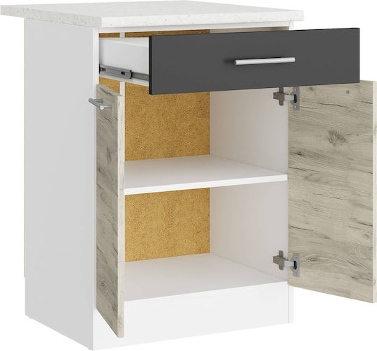Επιδαπέδιο Ντουλάπι με Πάγκο Εργασίας White, White Craft Oak, Graphite 60x46x85εκ.