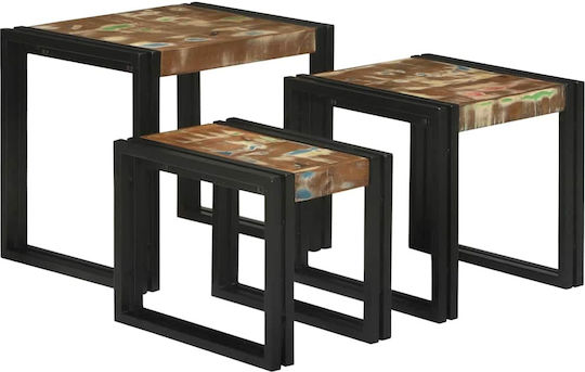 Rectangular Zigon Set Made of Solid Wood Multicolour 3 Pieces M50xL40xH45cm
