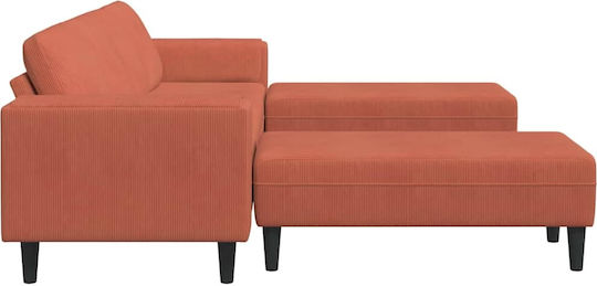Ecksofa Samt Rot Orange mit Dekokissen 250x188x76cm