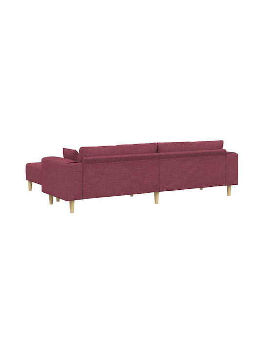 Ъглов Диван Червен с Декоративни Възглавници 250x188x76см