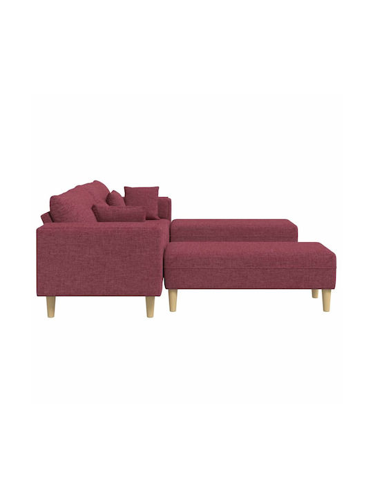 Ъглов Диван Червен с Декоративни Възглавници 250x188x76см