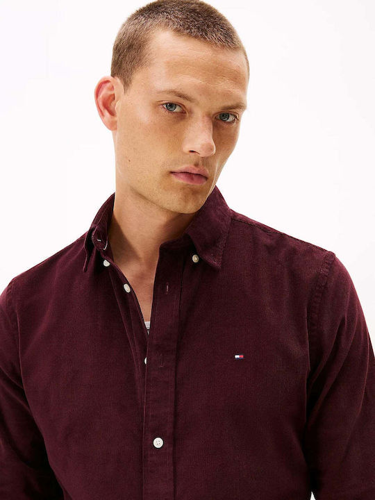 Long-sleeved Corduroy Shirt Burgundy