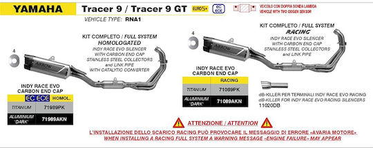 Arrow Motorcycle Exhaust for Yamaha Tracer 9