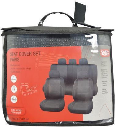 Carpoint Set Car Seat Covers 9 Pieces Polyester Paris Black Grey 0310354