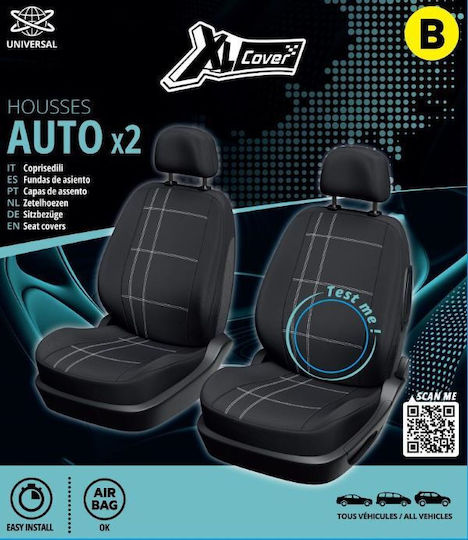 Xl Cover Μπροστινά Καλύμματα Αυτοκινήτου 4τμχ Πολυεστερικά Μαύρα 167001