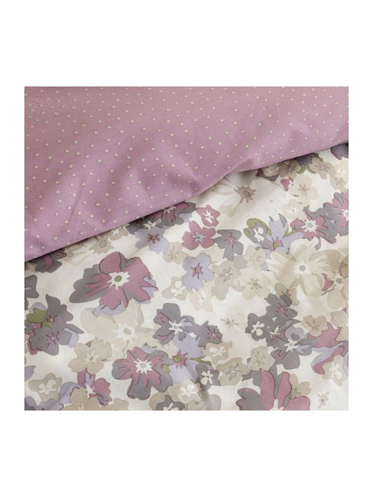 Nima Duvet Single 170x240cm Flora Beige, Pink