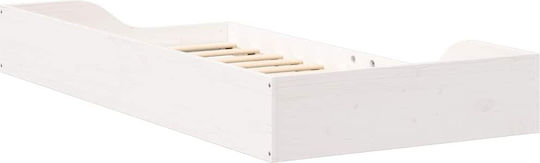 Single Bed Base Wooden White with Slats for Mattress 75x190cm