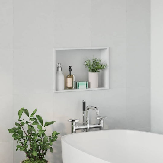 vidaXL Επιτοίχια Ραφιέρα Μπάνιου Μεταλλική 45x9.5x30cm Λευκή