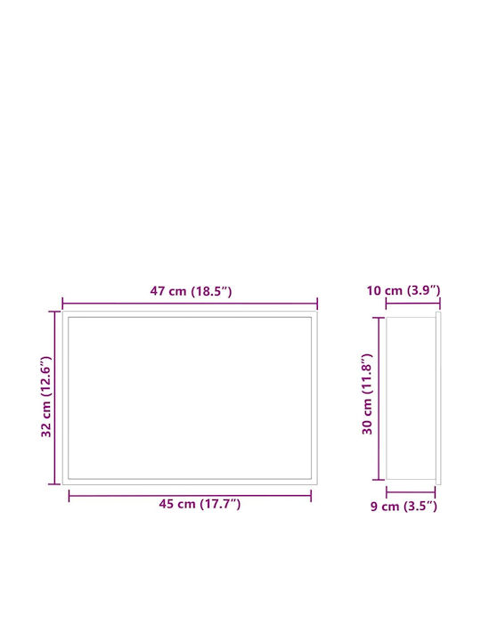 vidaXL Επιτοίχια Ραφιέρα Μπάνιου Μεταλλική 45x9.5x30cm Λευκή