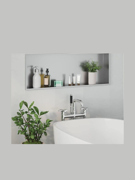vidaXL Wall Mounted Bathroom Shelf Metallic 30x9.5x90cm Silver
