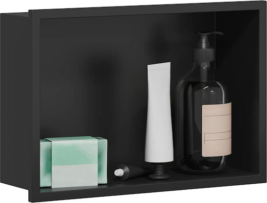 vidaXL Wall Mounted Bathroom Shelf Metallic 30x9.5x20cm Black