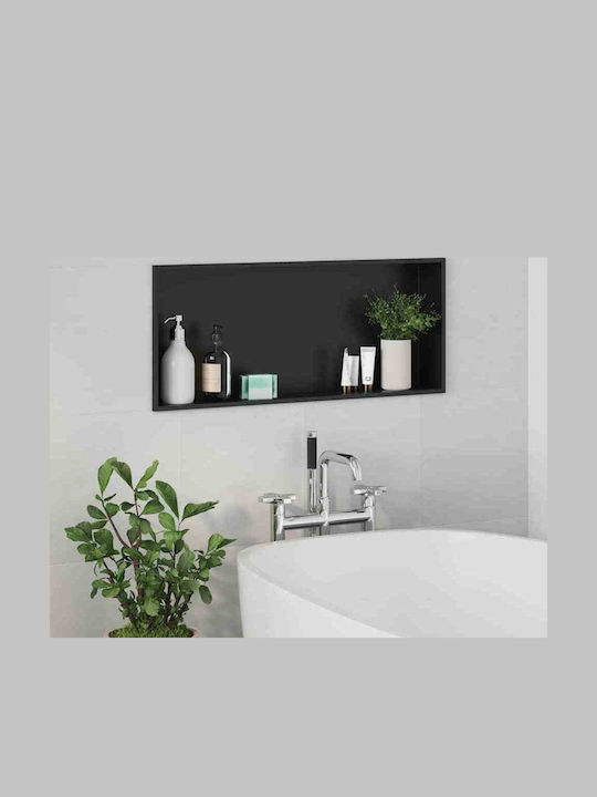 vidaXL Επιτοίχια Ραφιέρα Μπάνιου Μεταλλική 75x9.5x30cm Μαύρη