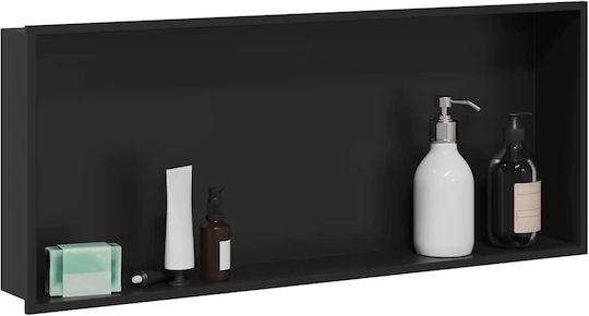 vidaXL Wall Mounted Bathroom Shelf Metallic 75x9.5x30cm Black