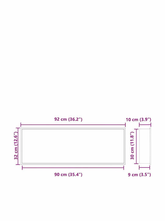 vidaXL Επιτοίχια Ραφιέρα Μπάνιου Μεταλλική 30x9.5x90cm Λευκή