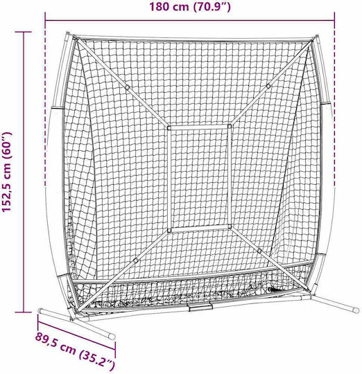 Vidaxl Baseball & Softball Black 180 x 90 x 153 cm Polyester