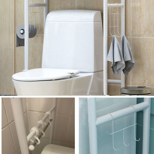 Cyclops TW-101 Floor Bathroom Shelf Metallic with 3 Shelves 47x25x156cm White