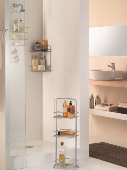 Metaltex Onda Corner Wall Mounted Bathroom Shelf Metallic 22x22x11cm Silver