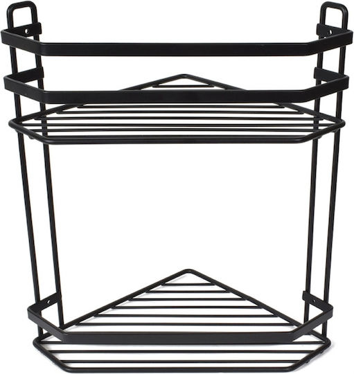Estia Elegant Corner Wall Mounted Bathroom Shelf Metallic with 2 Shelves 32x28x18cm Black