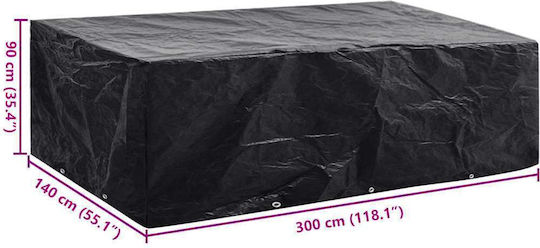 vidaXL Waterproof Protective Dining Table Cover 300x140x90cm In Black Color