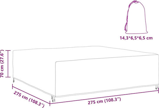 vidaXL Waterproof Dining Table Cover Black 275x275x70cm