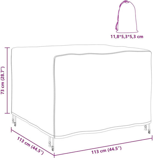 vidaXL Waterproof Dining Table Cover Black 113x113x73cm