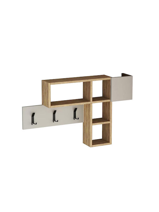 Megapap Wall Hanger Game Wooden 6 Hooks Natural - White 99.5x15x15cm