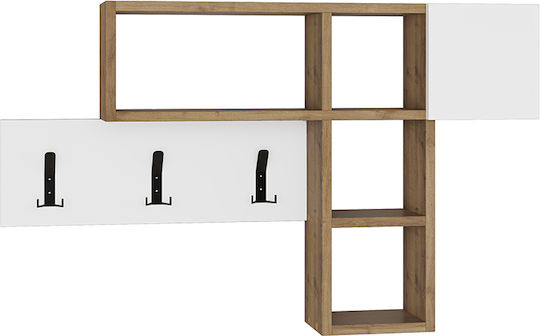 Megapap Wall Hanger Game Wooden 6 Hooks Natural - White 99.5x15x15cm