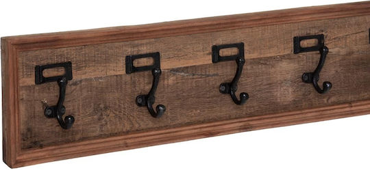 Agățător De Perete A-s Wood Din Lemn Cu 5 Compartimente Maro 82.5x3.5x20.7cm