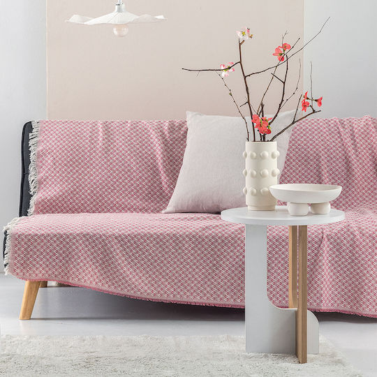Palamaiki Mary Zweisitzer-Sofa Überwurf 210x250cm Rosa