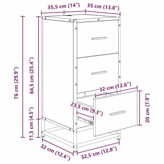 vidaXL Wood Bathroom Cabinet L35.5xW35xH76cm Brown