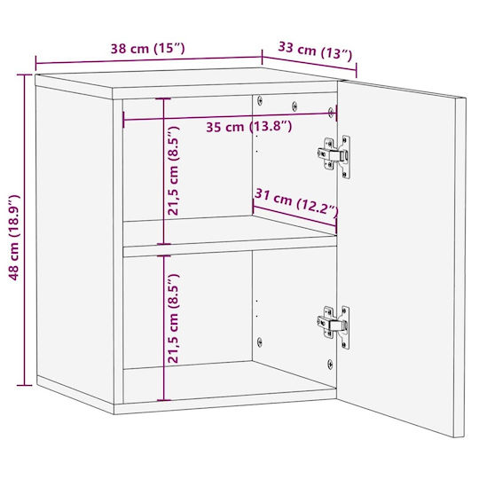 vidaXL Badezimmerschrank B38xT33.5xH48cm Kastanie