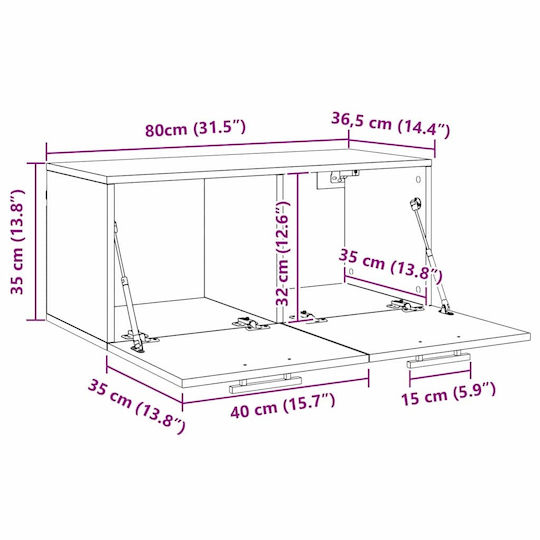 vidaXL Bathroom Cabinet L80xW36.5xH35cm Oak