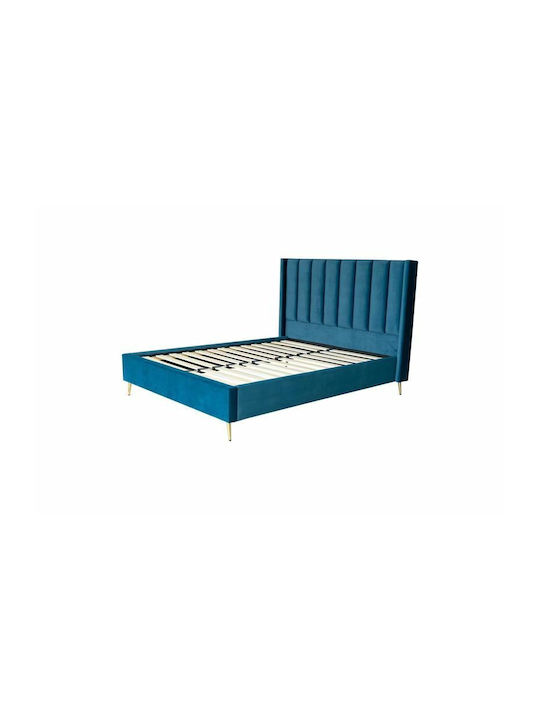 Passion Double Bed Upholstered with Blue Fabric for Mattress 160x200cm E8803,3