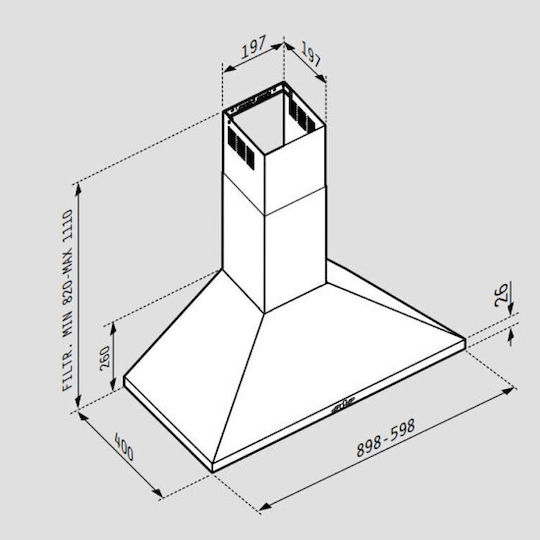 Pyramis Plus Απορροφητήρας Καμινάδα 60cm Inox