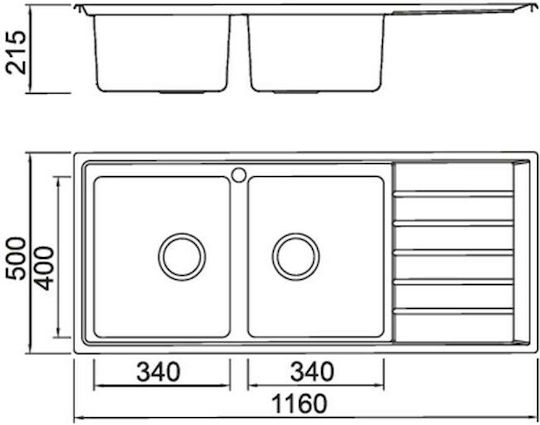 Karag BL 658 BL658 Drop-In Sink Inox Satin W116xD50cm Silver
