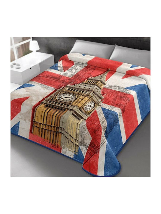 Belpla London-328 Κουβέρτα Ισπανίας Βελουτέ Μονή 160x220εκ. Πολύχρωμη
