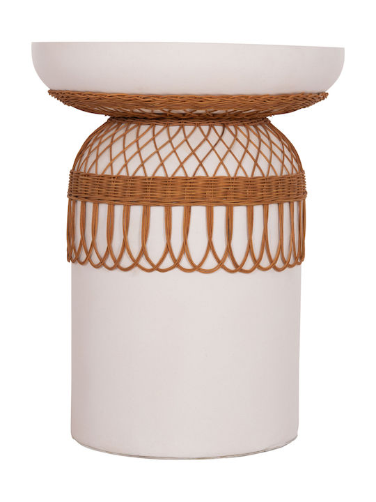 Prilep Round Table Dining Room with Cement Surface White 60x60x76cm