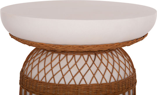 Prilep Round Table Dining Room with Cement Surface White 60x60x76cm