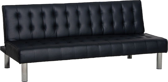 Canapea Cu Trei Locuri Pat Piele Ecologică Neagră 180x79x74cm