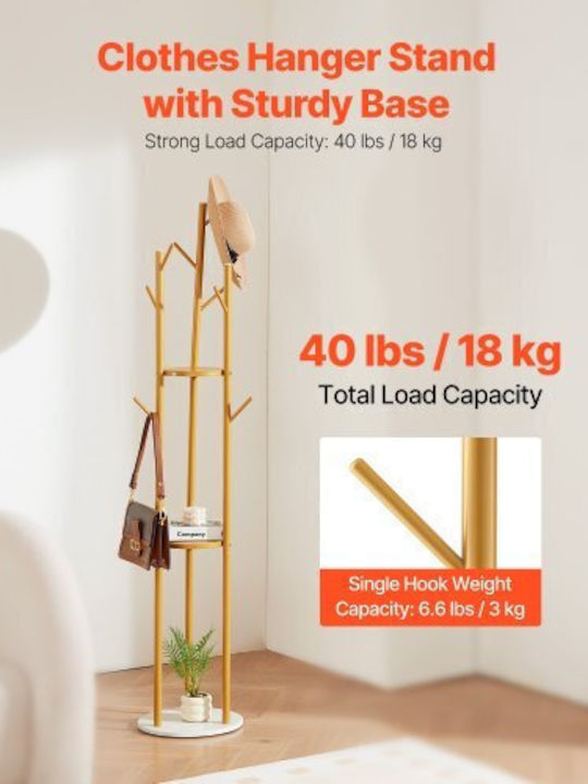 Vevor Metallic Coat Rack Yellow 34x34x170cm
