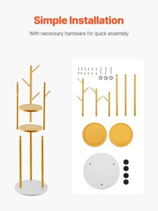 Vevor Metallic Coat Rack Yellow 34x34x170cm