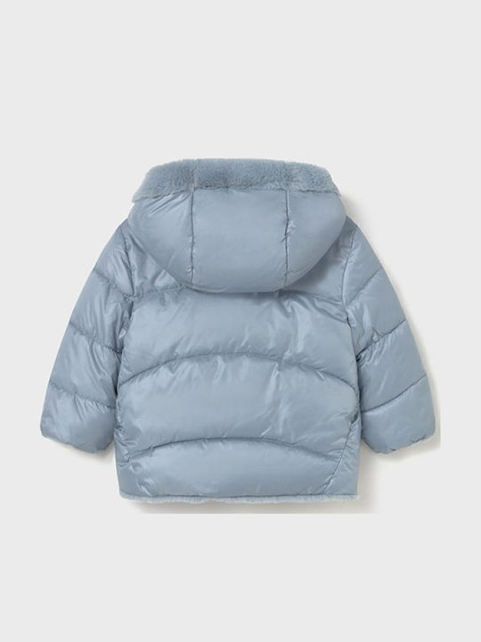 Kids' Fur Double Sided with Hood Light Blue Purple