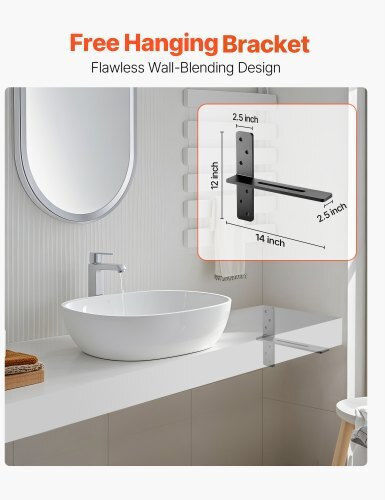 Vevor Heavy-Duty Stainless Steel Shelf Brackets Black 355.6x73.5mm 2pcs TXFDZJ1425INZGMY3001V0