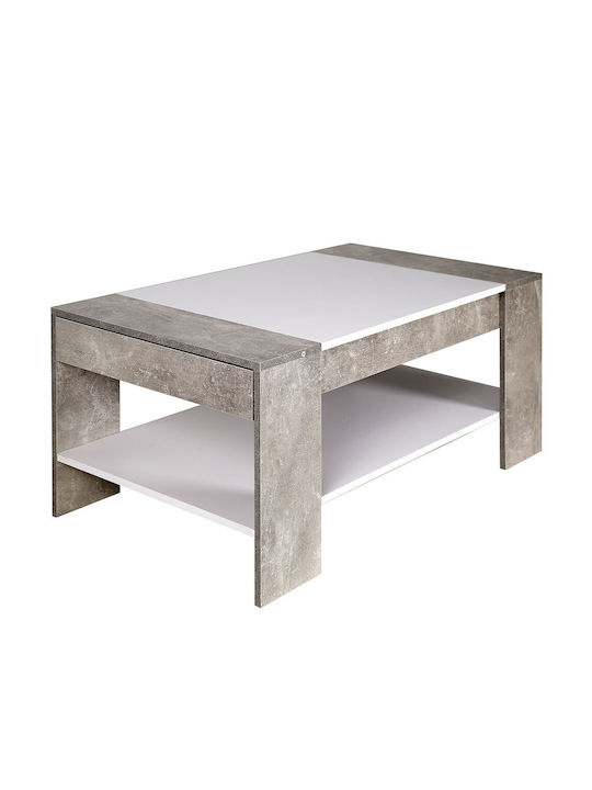 Rectangular Central Coffee Table Wooden with Drawers Gray M100xW58xH44cm