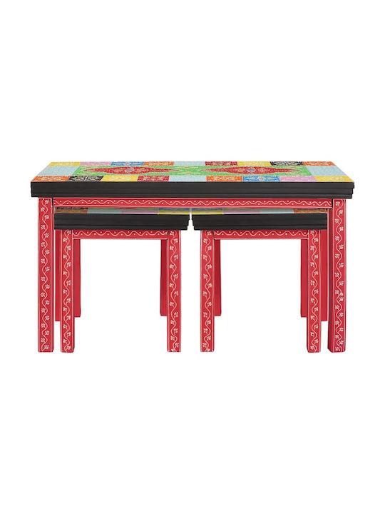 vidaXL Rectangular Solid Wood Mango Coffee Table 3 Pieces W38xD38xH41.5cm
