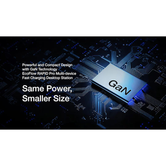 EcoFlow База За Зареждане GaN С USB-A Порт И 4 USB-C Порта 320W Power Delivery В Черен Цвят (RAPID Pro)